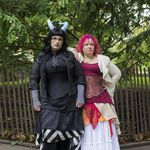 Nami Ouellette and Bruchez and Kristin Brayman, owners of The Fairy Apothecary, pose for a portrait in Washington Square Park during the Pagan Pride Festival on Saturday, October 1, 2016. The Fairy Apothecary creates custom fragrances, lotions and soaps; Brayman said, "People tend to push a gender identity on a fragrance so we are trying to pull that back (for instance) if you’re a guy and want to small like strawberry short cake then go for it, if you’re a girl and you want to smell like tobacco caramel then go for it—we are working with more alternative communities such as people who are agender or transgender and are looking for someone who can find them a fragrance that is not going to push a narrative on to them."<br>